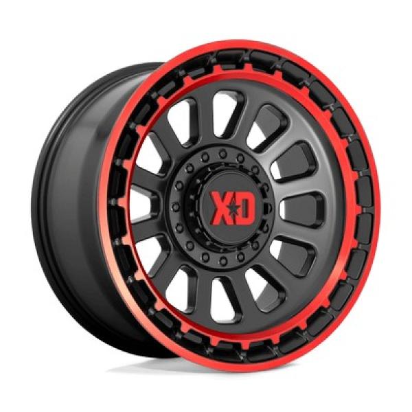 XD856 OMEGA Satin Black Machined Lip With Red Tint 17x9 6X135/6X139.7 et-12 cb106.1